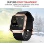 Compatible with Fitbit Blaze Bands with Stainless Steel Frame for Women Men, Silicone Sport Strap Replacement for Blaze Smart Fitness Watch