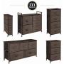 mDesign Wide Dresser Storage Tower - Sturdy Steel Frame, Wood Top, Easy Pull Fabric Bins - Organizer Unit for Bedroom, Hallway, Entryway, Closets - Textured Print, 5 Drawers - Espresso Brown