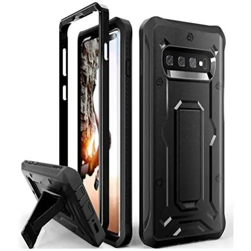 ArmadilloTek Vanguard Designed for Samsung Galaxy S10 Plus Case (2019 Release) Military Grade Full-Body Rugged with Kickstand Without Built-in Screen Protector (Black)