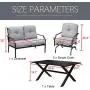 LOKATSE HOME 4 Pieces Outdoor Conversation Furniture Bistro Metal Seating Patio Armchairs Loveseat Set with Cushion & Coffee Table, 4 pcs Chair, Grey LOKATSE HOME 4 Pieces Outdoor Conversation Furniture Bistro Metal Seating Patio Armchairs Loveseat Set with Cushion & Coffee Table, 4 pcs Chair, Grey