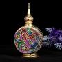 H&D HYALINE & DORA Vintage 18ml Empty Refillable Egyptian Style Enameled Metal and Glass Perfume Bottle