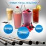 Extra Long Stainless Steel Metal Straws - Fits Yeti, RTIC, SIC, Ozark Trail Tumblers, Set of 6 (6mm, 8mm, 10mm wide) with 6 Soft Silicon Tips & 2 Free Cleaning Brushes (Silver)