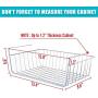 Comfecto Under Shelf Wire Basket, 4 Pack Stainless Steel Metal Hanging Storage Rack for Kitchen Cabinet Thickness Max 1.2 inch, Easy to Install Slides Under Shelves Organizer Pantry Bathroom, Chrome