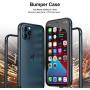 Slim Metal Bumper Case Compatible with iPhone 12 12 Pro, Metal Bumper Cover with Soft TPU Inner [No Signal Interference][Support Wireless Charging] Compatible for iPhone 12 12 Pro, Blue