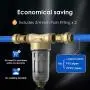 Waterdrop Backwash Spin Down Sediment Filter - Whole House Pre-Filtration System, 50-Micron, 1'' MNPT + 3/4'' FNPT, Traps Rust, Dust, Sand, BPA Free, Heavy Duty 316L Molybdenum Alloy Build