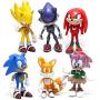 Sonic the Hedgehog Action Figures – 6-Pack Collectible Figures with Sonic Brooch– Highly Detailed Design – For Kids and Collectors– Includes Sonic, Tails, Knuckles, Metal Sonic, Amy Rose & Super Sonic