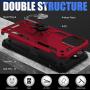SALITOG Compatible with iPhone 12 Pro Max Case, Military-Grade Shockproof Drop Protection Cover with Metal Rotating Kickstand for 6.7inch - Red
