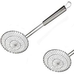 Kaixin Skimmer Spoon Fry Oil Mesh Strainer Spider Stainless Steel Asian Metal Large Fat Fish French Round Slotted Ladle Deep Wire Basket Fine Grease Stir For cooking With Long Handle Hot Pot-5 Inch