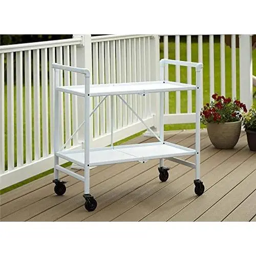 Cosco Indoor/Outdoor Serving Cart, Folding, White Cosco Indoor/Outdoor Serving Cart, Folding, White