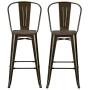 DHP Luxor 30'' Metal Wood Seat, Antique Bronze, Set of 2 Bar Stool