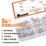 Rustark 180-Pcs [#8 3/8'' to 1-1/2''] 304 Stainless Steel Round Pan Head Phillips Cross Wood Screws Self Tapping Drilling Screws Assortment Kit