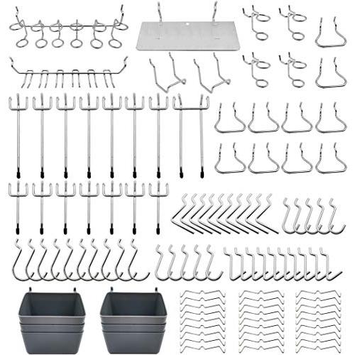 Pegboard Hooks Assortment, Plastic Bins, Peg Locks, for Organizing Tools, 140pcs