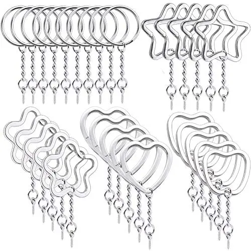 BronaGrand 30 Pieces Metal Key Rings with Extend Key Chains and Screw Eye Pins for Crafting,5 Styles BronaGrand 30 Pieces Metal Key Rings with Extend Key Chains and Screw Eye Pins for Crafting,5 Styles