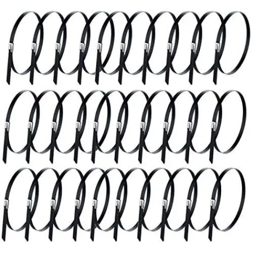 OBTANIM 30 Pcs Metal Zip Ties, Heavy Duty Multi-Purpose 304 Stainless Steel Exhaust Wrap Strap Coated Self Locking Cable Zip Ties (7.9 Inch) OBTANIM 30 Pcs Metal Zip Ties, Heavy Duty Multi-Purpose 304 Stainless Steel Exhaust Wrap Strap Coated Self Locking Cable Zip Ties (7.9 Inch)