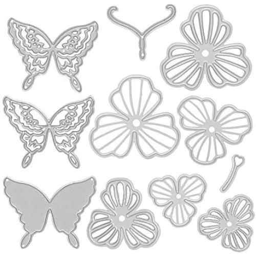 Cutting Dies Metal, Butterfly and Flower Decoration Embossing Stencils for DIY Scrapbooking Photo Album Decorative DIY Paper Cards Making Gift, Greeting Metallic Die Cut