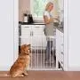 Cumbor 40.6” Auto Close Safety Baby Gate, Durable Extra Wide Child Gate for Stairs,Doorways, Easy Walk Thru Dog Gate for House. Includes 4 Wall Cups, 2.75-Inch and 5.5-Inch Extension, White Cumbor 40.6” Auto Close Safety Baby Gate, Durable Extra Wide Child Gate for Stairs,Doorways, Easy Walk Thru Dog Gate for House. Includes 4 Wall Cups, 2.75-Inch and 5.5-Inch Extension, White