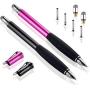 MEKO [2Pcs] [2nd Gen] Universal Disc Stylus Pens, [2 in 1 Precision Series] for iPhone X/8/8plus iPad/iPad Pro /iPad Mini and All Capacitive Touch Screens Bundle with 6 Replacement Tips(Black/Pink)