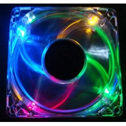 Autolizer Sleeve Bearing 80mm Silent Cooling Fan for Computer PC Cases - High Airflow, Quite, and Transparent Clear (Multi-Color RGB Quad 4-LEDs) - 2 Years Warranty