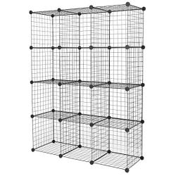 VINGLI Wire Cube Storage, 12-Cube Metal Grids Bookshelf, Modular Shelving Units, Stackable Storage Bins Ideal for Living Room Bedroom, Home, Office (12-Cube)