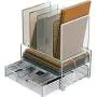 SimpleHouseware Mesh Desk Organizer with Sliding Drawer, Double Tray and 5 Upright Sections, Silver