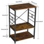 YMYNY Industrial Microwave Oven Stand, 3-Tier Kitchen Bakers Rack with Metal Frame and 6 Hooks, Multifunctional Coffee Bar for Living Room Decoration, Rustic Brown UTMJ022H