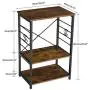 YMYNY Industrial Microwave Oven Stand, 3-Tier Kitchen Bakers Rack with Metal Frame and 6 Hooks, Multifunctional Coffee Bar for Living Room Decoration, Rustic Brown UTMJ022H YMYNY Industrial Microwave Oven Stand, 3-Tier Kitchen Bakers Rack with Metal Frame and 6 Hooks, Multifunctional Coffee Bar for Living Room Decoration, Rustic Brown UTMJ022H