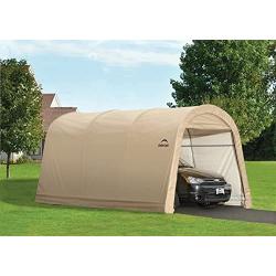 ShelterLogic 10 x 15 x 8 All-Steel Metal Frame Round Style Roof Instant Garage and AutoShelter with Waterproof and UV-Treated Ripstop Cover