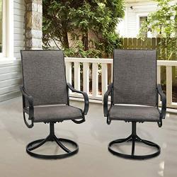 Sophia & William Patio Dining Chairs Metal Swivel Chairs Textilene Set of 2 Outdoor Furniture for Lawn Garden Backyard Weather Resistant-Black Frame