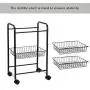 SONGMICS 3-Tier Metal Rolling Cart on Wheels with Baskets, Lockable Utility Trolley with Handles for Kitchen Bathroom Closet, Storage with Removable Shelves, Black UBSC03BK SONGMICS 3-Tier Metal Rolling Cart on Wheels with Baskets, Lockable Utility Trolley with Handles for Kitchen Bathroom Closet, Storage with Removable Shelves, Black UBSC03BK