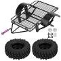 Zouminy 1/10 Scale Crawler Axles, Metal Trailer w/ 90mm Tires for Axial SCX10 D90 Traxxas HSP 1/10 RC Crawler Car