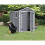 KETER Manor 6x8 Resin Outdoor Storage Shed Kit-Perfect to Store Patio Furniture, Garden Tools Bike Accessories, Beach Chairs and Lawn Mower, Grey & White