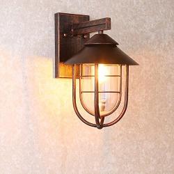 Jiuzhuo Industrial 1-Light Metal Cage Clear Glass Shaded Nautical Outdoor Wall Light in Antique Copper