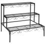 DOEWORKS 3 Tier Stair Style Metal Plant Stand, Garden Shelf for Large Flower Pot Display Rack Indoor Outdoor, Black