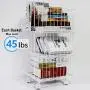 Storage Organizer, Foldable Stackable Storage Bins 3 Tiers Rolling Metal Wire Cart Baskets with 4 Wheels DIY Closet Organizer for Bathroom Bedroom Kitchen Living Room Office