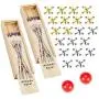 Jacks Game with Ball and Pick-Up Sticks Gift Set,with 20 Pieces Gold and Silver Metal Jacks, 2 Piece of Red Ball, 60 Piece Wooden Vintage Pickup Toys,Jax Game, Retro Game Jacks Game with Ball and Pick-Up Sticks Gift Set,with 20 Pieces Gold and Silver Metal Jacks, 2 Piece of Red Ball, 60 Piece Wooden Vintage Pickup Toys,Jax Game, Retro Game