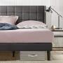 ZINUS Dori Upholstered Platform Bed Frame with Wingback Headboard / Mattress Foundation / Wood Slat Support / No Box Spring Needed / Easy Assembly, Queen