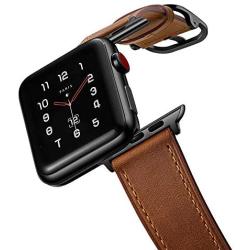 amBand Leather Band Compatible with Apple Watch SE Series 6 38mm 40mm 42mm 44mm, Genuine Leather Vintage Replacement Strap Classic Bands Buckle Compatible with iWatch 6/5/4/3/2/1