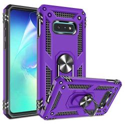 Galaxy S10E Case with HD Screen Protector, Gritup Military Grade 15ft. Drop Tested Cover with Magnetic Ring Kickstand Compatible with Car Mount Holder, Phone Case for Samsung Galaxy S10E Purple