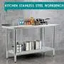 Commercial Prep Kitchen Work Table Stainless Steel Metal Table with Adjustable Foot Backsplash NSF Scratch Resistent and Antirust (24Wx48L) Commercial Prep Kitchen Work Table Stainless Steel Metal Table with Adjustable Foot Backsplash NSF Scratch Resistent and Antirust (24Wx48L)