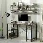 Sedeta Computer Desk with Hutch and Adjustable Shelves, 55 Inches Industrial Office Desk with Bookshelf, CPU Stand, Writing Desk with Storage, PC Study Table Workstation for Home Office, Rustic Brown Sedeta Computer Desk with Hutch and Adjustable Shelves, 55 Inches Industrial Office Desk with Bookshelf, CPU Stand, Writing Desk with Storage, PC Study Table Workstation for Home Office, Rustic Brown