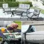 LOKATSE HOME 4 Pieces Outdoor Conversation Furniture Bistro Metal Seating Patio Armchairs Loveseat Set with Cushion & Coffee Table, 4 pcs Chair, Grey LOKATSE HOME 4 Pieces Outdoor Conversation Furniture Bistro Metal Seating Patio Armchairs Loveseat Set with Cushion & Coffee Table, 4 pcs Chair, Grey