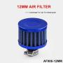 2Pack 12mm Mini Red Universal Car Motor Cone Cold Clean Air Intake Filter Turbo Vent Breather for car and Motorcycle (Blue)