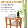 Premium Bamboo Shower Bench with Shelf - Wooden 2-Tier Bathroom and Shoe Organizer with Storage Shelf