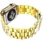 HUANLONG Compatible with Apple Watch Band, Solid Stainless Steel Metal Strap Band w/Adapter+Case Cover for Apple Watch iWatch 38mm (H Gold 38mm)