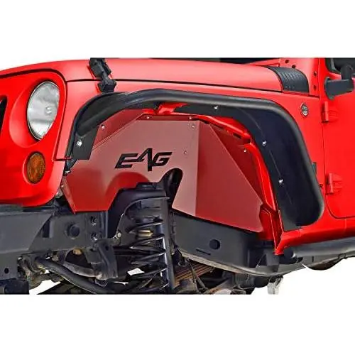 KML JK Front and Rear Inner Fender Kit 6PCS Sheet Metal Red with Logo Cut for 07-18 Wrangler JK KML JK Front and Rear Inner Fender Kit 6PCS Sheet Metal Red with Logo Cut for 07-18 Wrangler JK