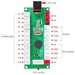 EG STARTS 2 Player Classic Arcade Game DIY Part for Mame USB Cabinet Zero Delay USB Encoder to PC Games 8 Way Joystick + 18x Arcade Push Buttons (Includ 1p / 2p Start Buttons) Multiple Colour Kits