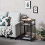 VASAGLE Industrial Side Table, End Telephone Table with 2-Tier Mesh Shelves, for Office Hallway or Living Room, Wood Look Accent Furniture with Metal Frame ULET75BX