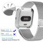 Maxjoy Compatible with Fitbit Versa Bands, Versa 2 Stainless Steel Metal Band Mesh Replacement Bracelet Wristband with Protective Case Compatible with Fitbit Versa 2 1 Watch, Silver