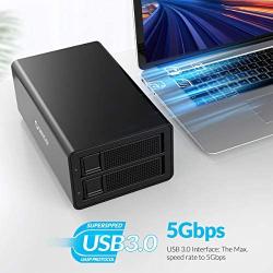 ORICO 2 Bay USB 3.0 to SATA External Hard Drive Enclosure Support 32TB, 2.5/3.5 inch HDD SSD Enclosure for Music Photo Video Data Storage Backup (No RAID)