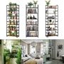 Homfa Industrial Bookcase 6-Tier, 27.5L x 11.8W x 76.5H Inches Free Standing Plant Flower Stand Rack Books Display Shelf with Metal Frame, Multipurpose Utility Organizer Shelf for Home Office